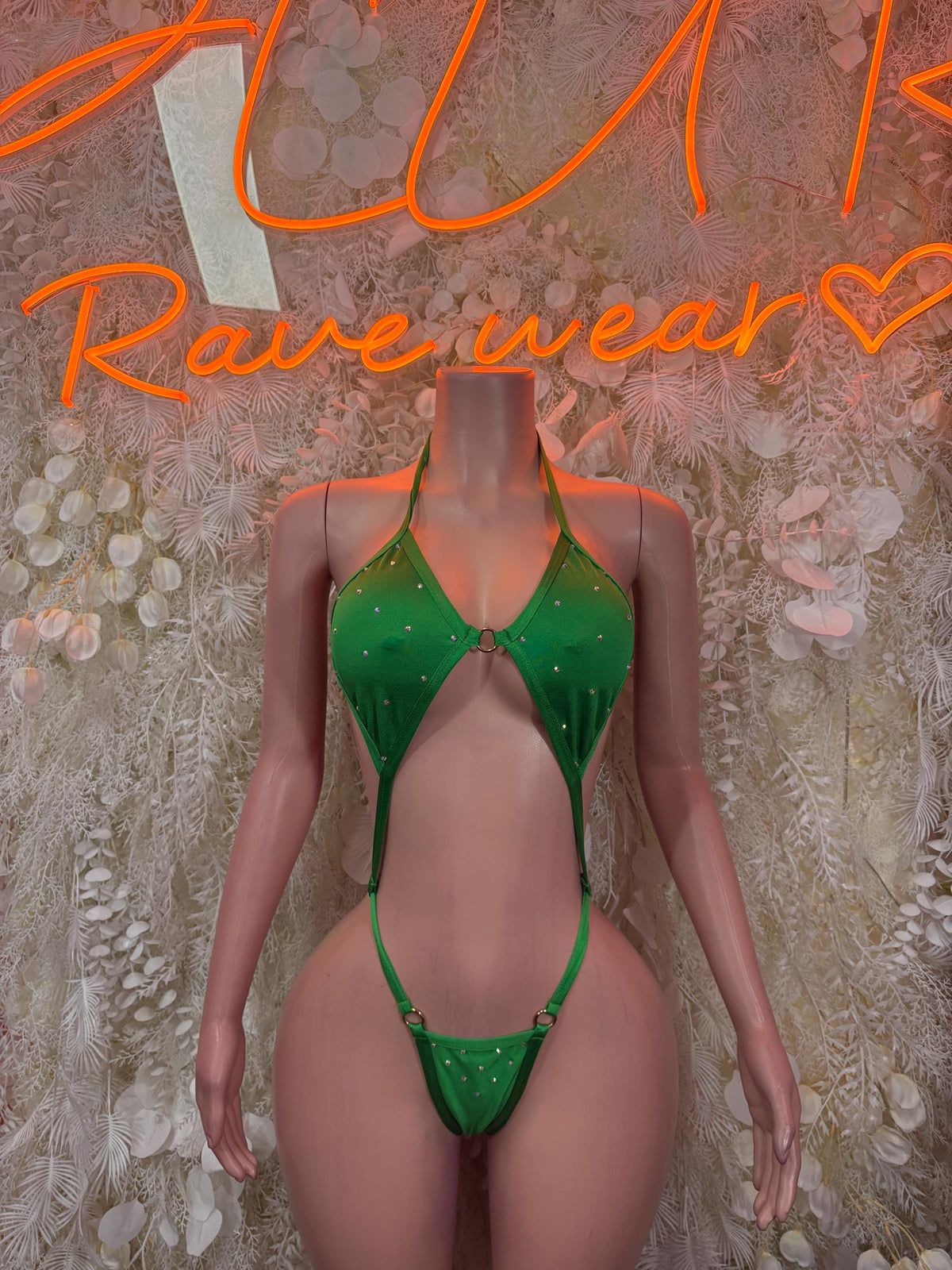 St Patrick’s Day Green Bottlegirl Bodysuit, Festival Rave Outfit