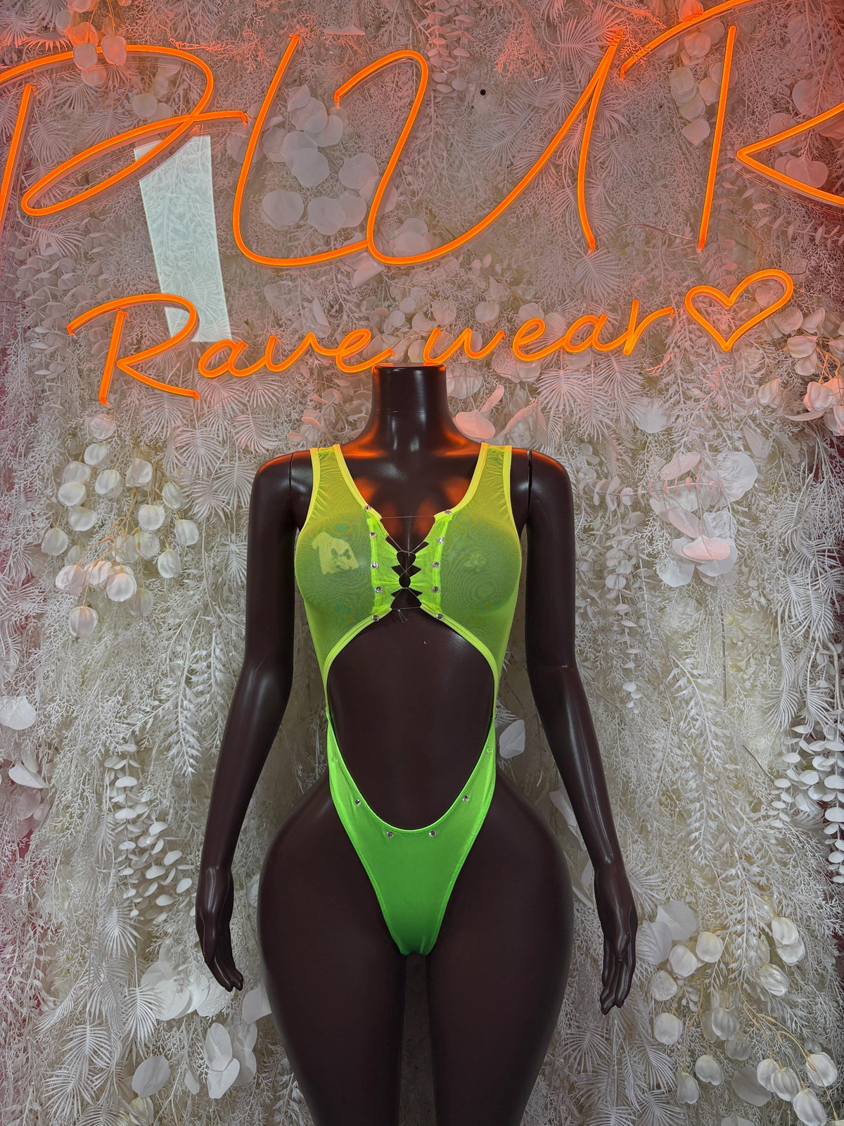 Rave Bodysuit One-Piece Bodysuit - Neon Exotic Dancewear for Performers, Raves, & Festival Clothing