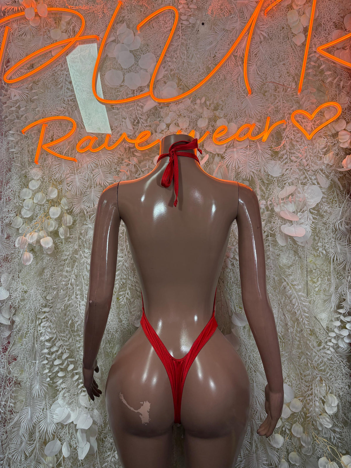 Festival Bodysuit Red Rave Outfit Women - Exotic Dancewear Clubwear Bottle Girl - image 2