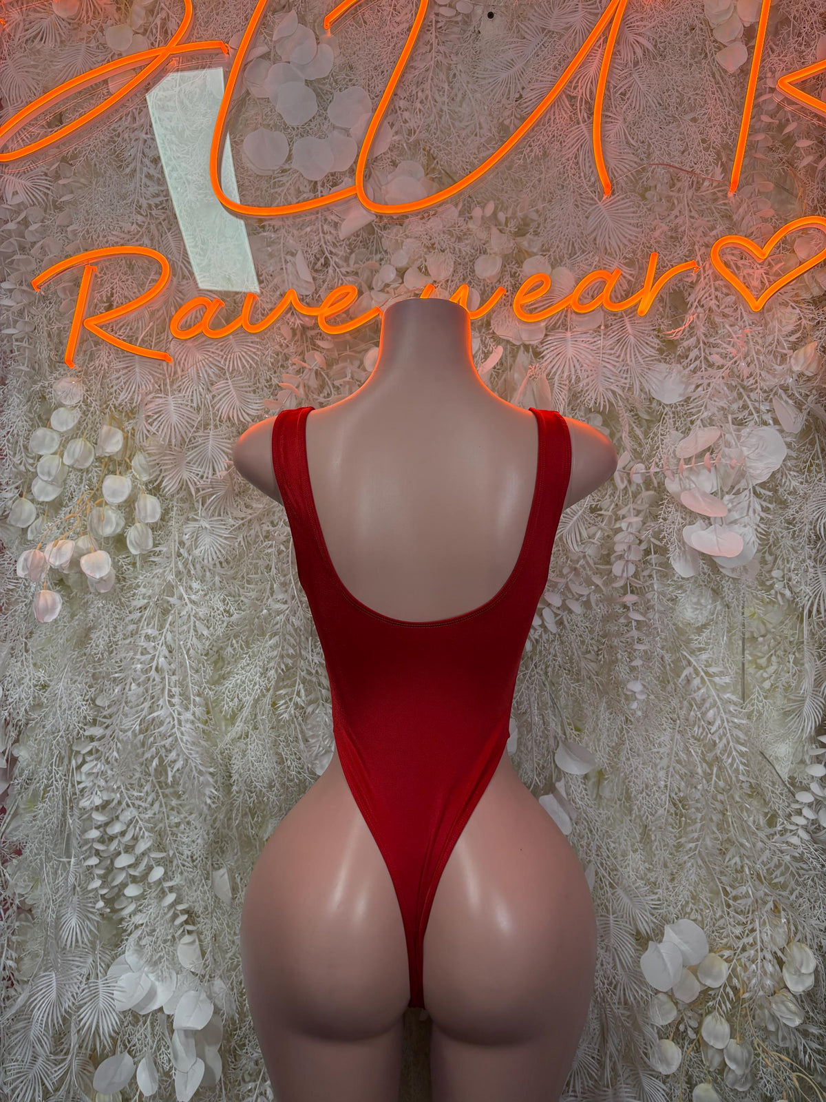Festival Bodysuit Red Rave Outfit Women - Exotic Dancewear Clubwear Bottle Girl - image 2