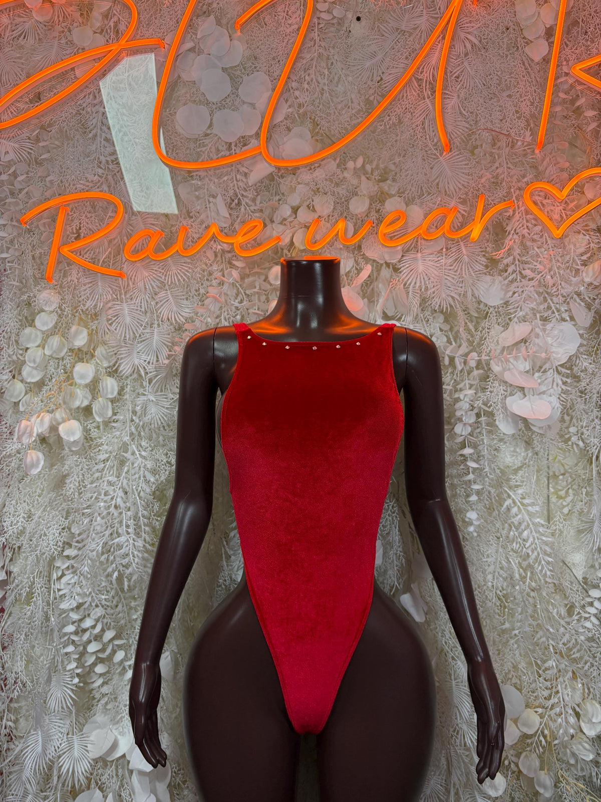 Festival Bodysuit Red Rave Outfit Women - Exotic Dancewear Clubwear Bottle Girl