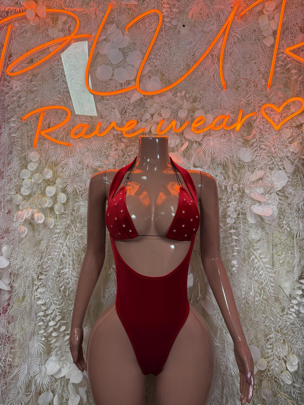 Ravewear Bodysuit Red Festival Outfit - Exotic Dancewear Clubwear Bottle Girl