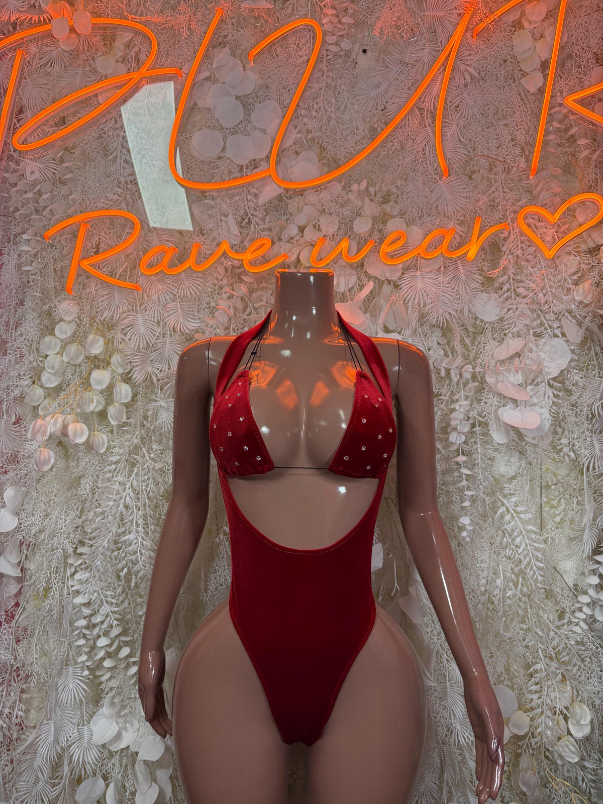 Ravewear Bodysuit Red Festival Outfit - Exotic Dancewear Clubwear Bottle Girl