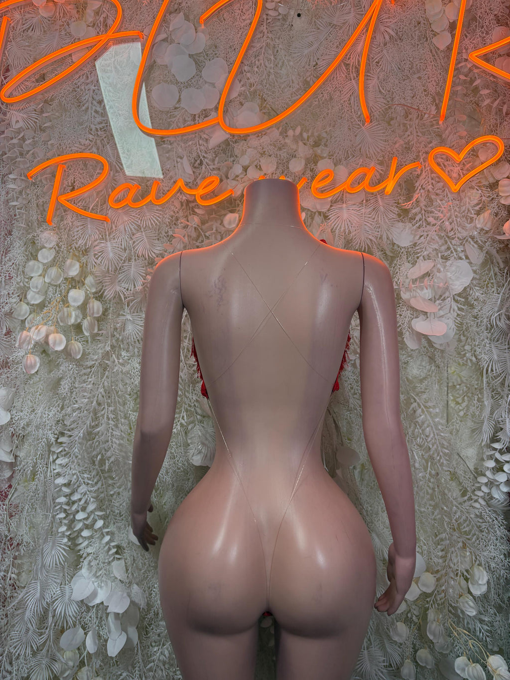 Red Bodysuit Festival Outfit - Exotic Dancewear Clubwear Bottle Girl - image 2