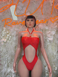 Red Bodysuit Festival Outfit - Exotic Dancewear Clubwear Bottle Girl