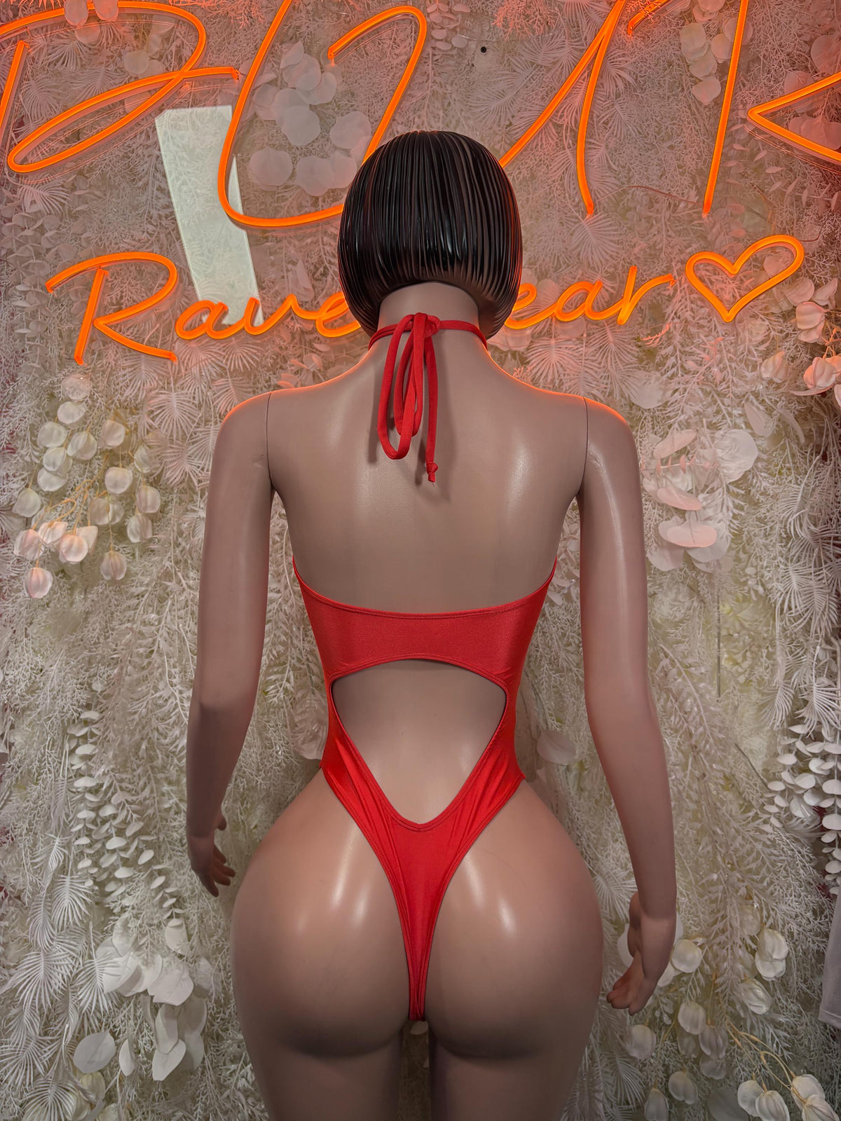 Red Bodysuit Festival Outfit - Exotic Dancewear Clubwear Bottle Girl - image 2