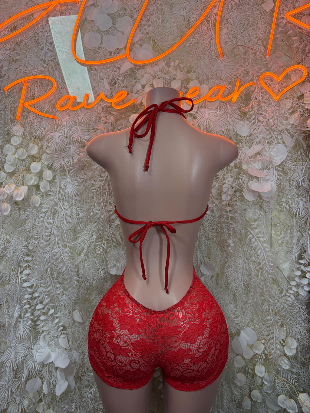 Exotic Dancewear Red Bodysuit Festival Outfit - Ravewear Clubwear Bottle Girl - image 2