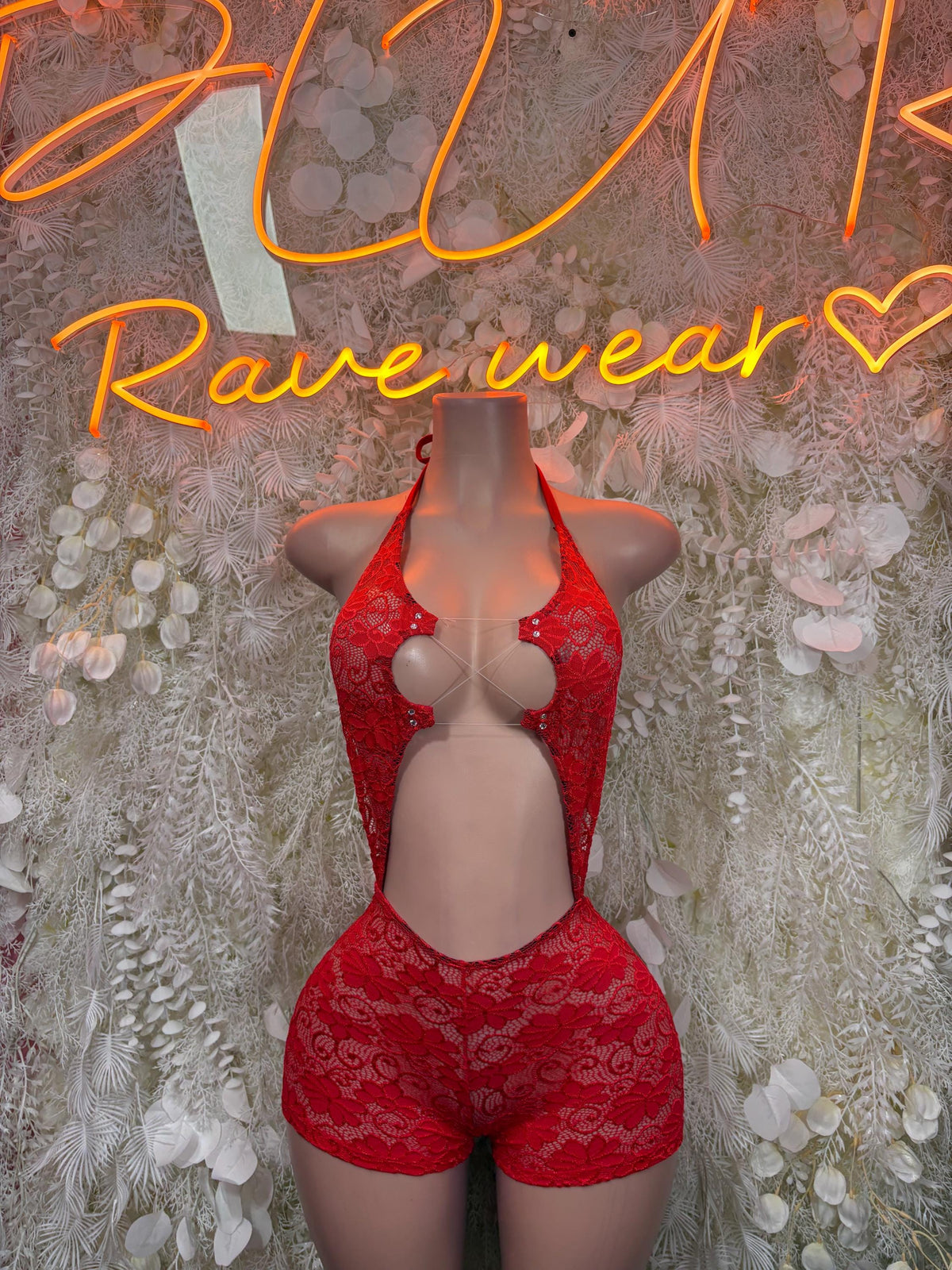 Exotic Dancewear Red Bodysuit Festival Outfit - Ravewear Clubwear Bottle Girl
