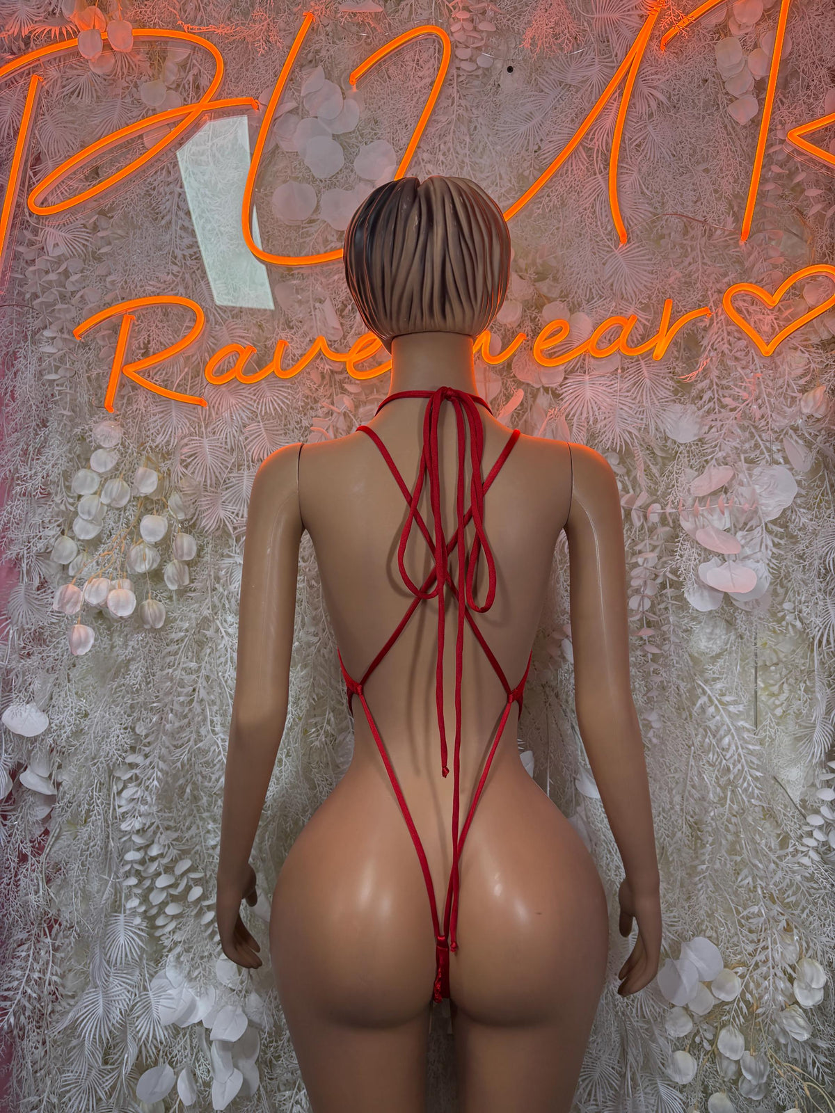 Exotic Dancewear Red Bodysuit Festival Outfit - Ravewear Clubwear Bottle Girl - image 2
