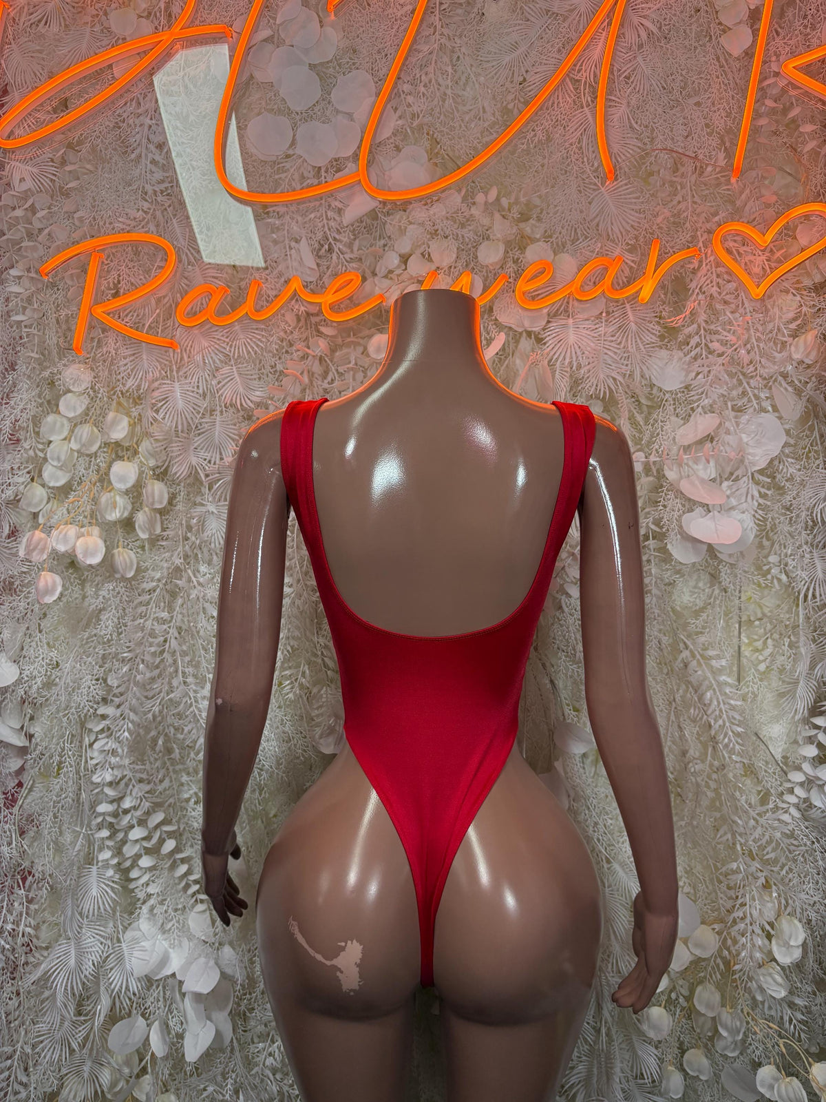 Exotic Dancewear Red Bodysuit Festival Outfit - Ravewear Clubwear Bottle Girl - image 2