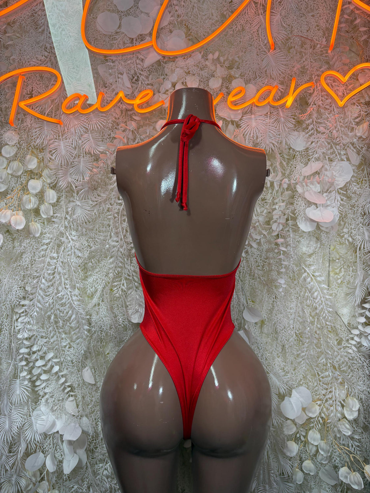 Exotic Dancewear Red Bodysuit Festival Outfit - Ravewear Clubwear Bottle Girl - image 2