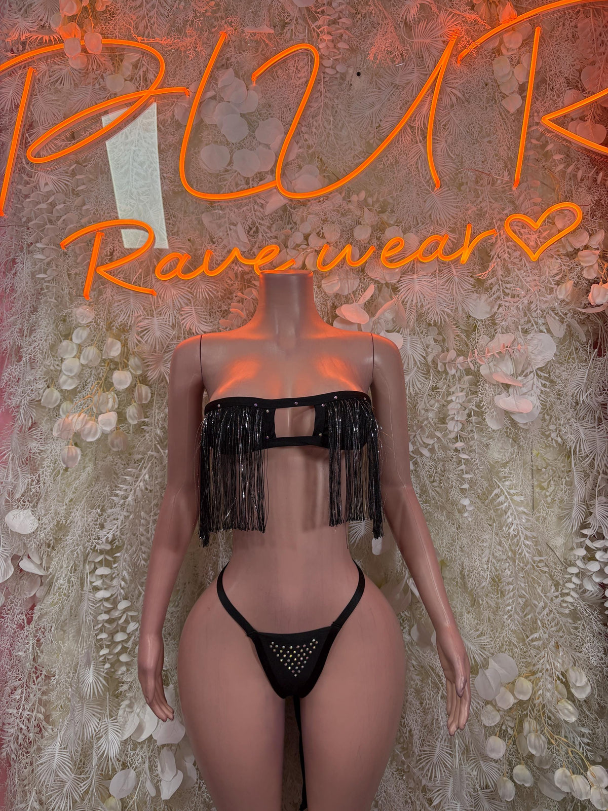 Festival Black Two Piece Set Rave Outfit Dancewear Clubwear