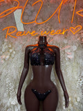 Exotic Dancewear Costume Black Two Piece Festival Rave Outfit Clubwear