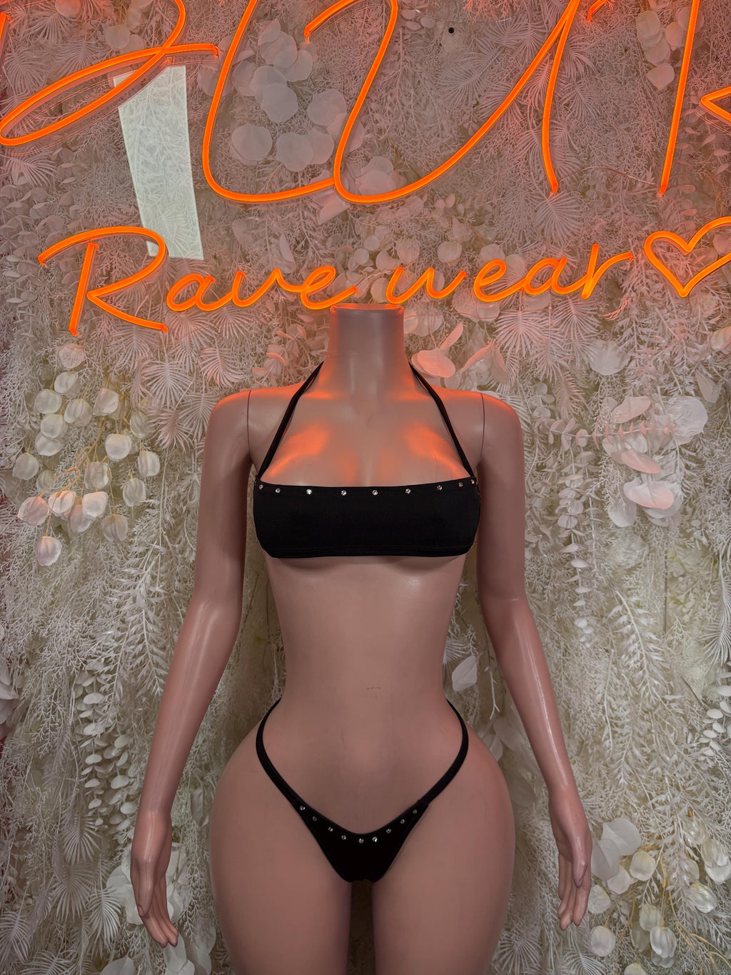Ravewear Bikini Black Two Piece Festival Rave Outfit Clubwear Dancewear