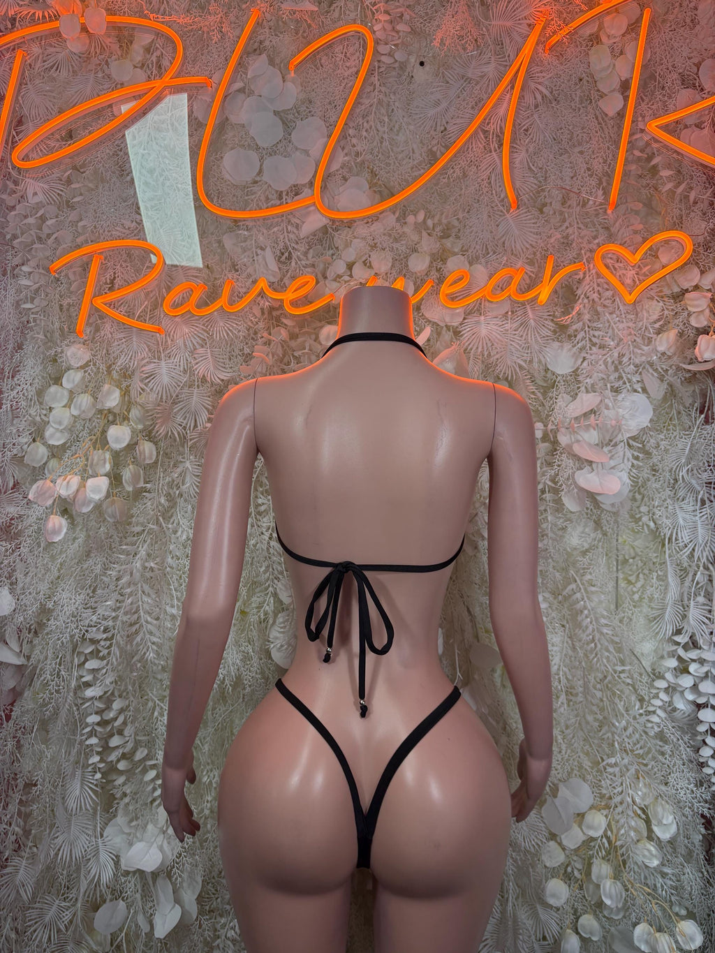 Ravewear Bikini Black Two Piece Festival Rave Outfit Clubwear Dancewear - image 2