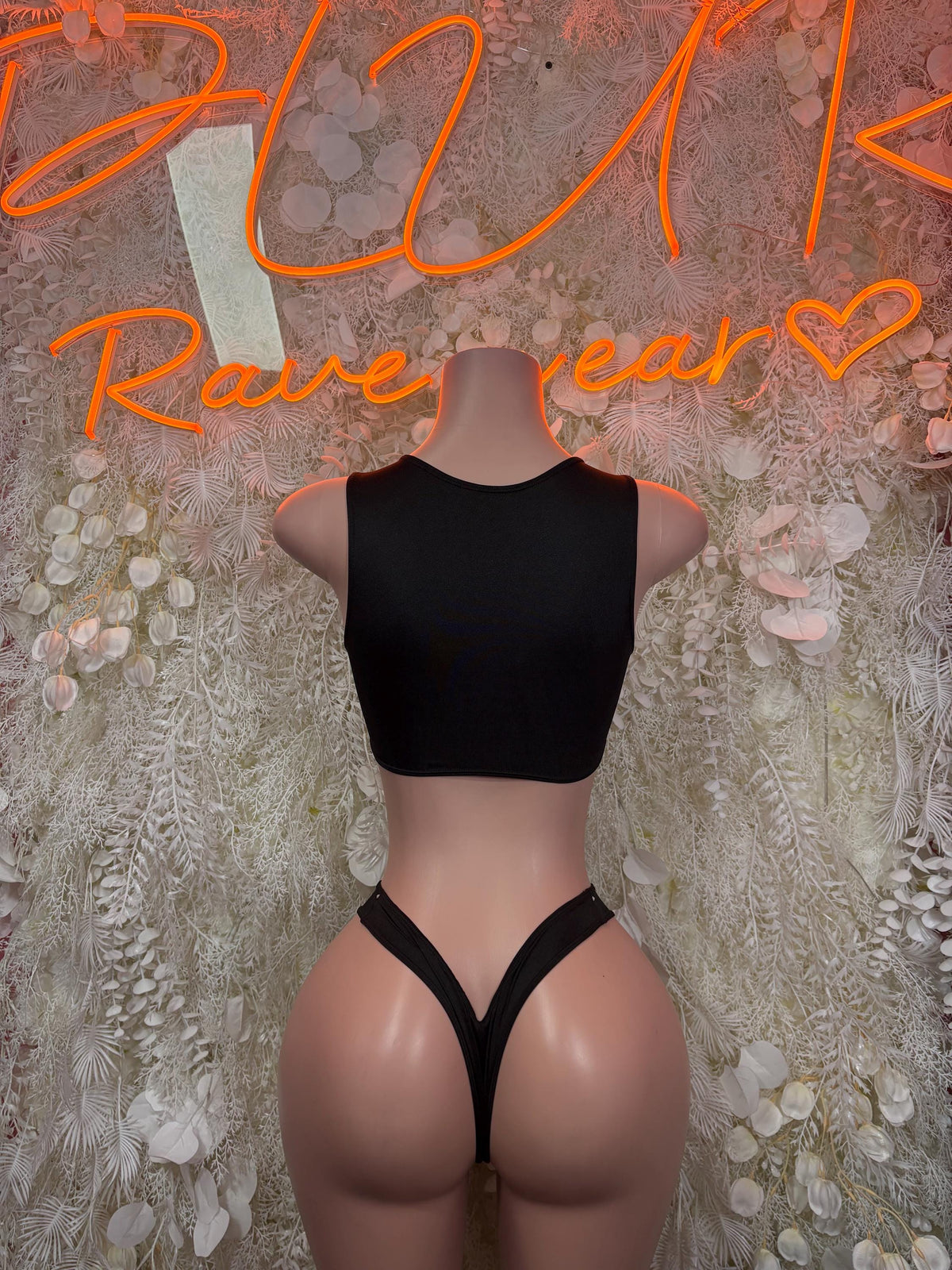 Rave Outfits Black Bikini Two Piece Festival Rave Outfit Clubwear Dancewear - image 3