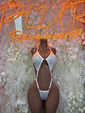 White Bartender Bodysuit Women - Bottle Service Outfit, Rave Festival Clubwear, Sexy One Piece Dancewear