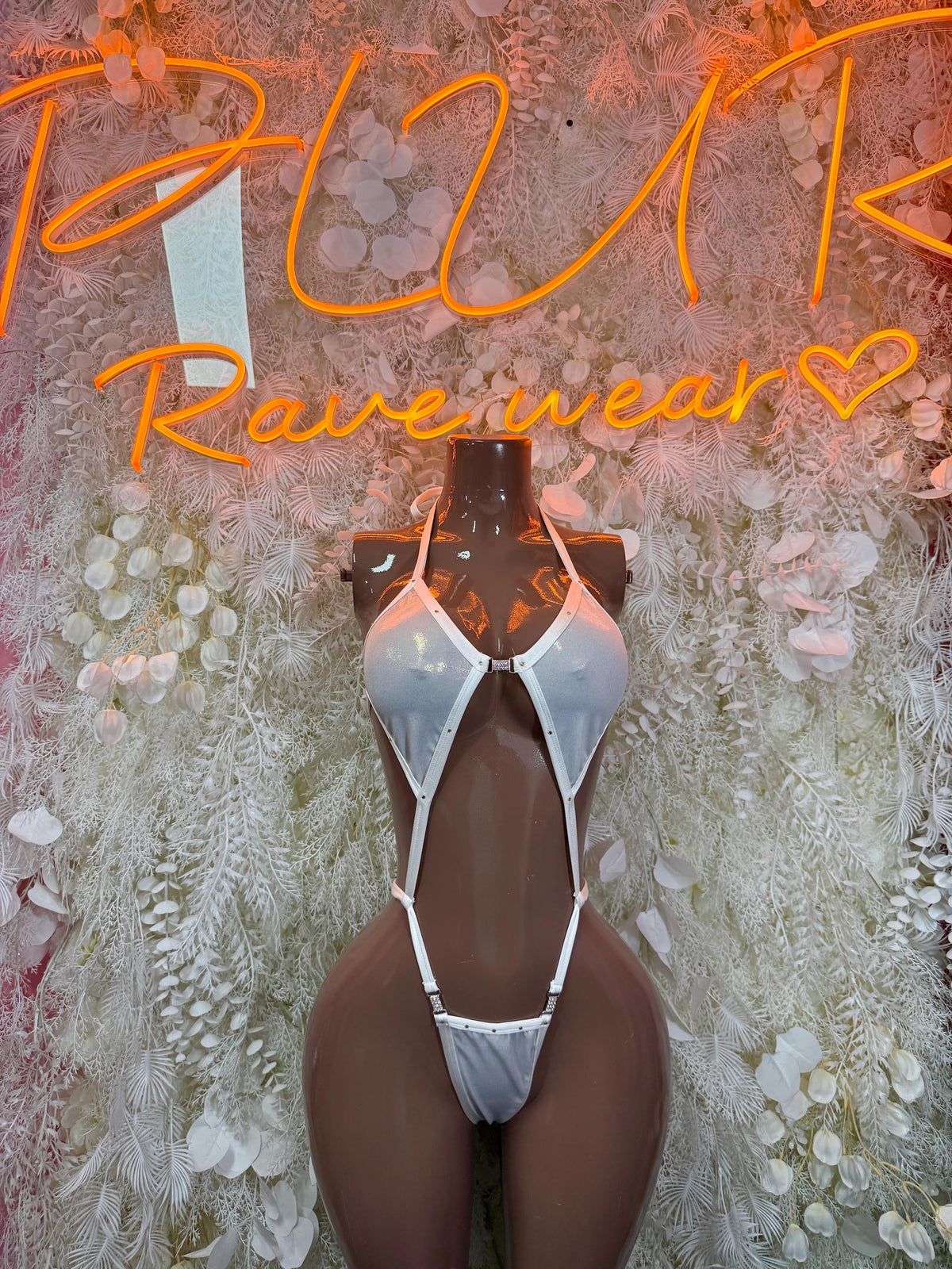 White Bartender Bodysuit Women - Bottle Service Outfit, Rave Festival Clubwear, Sexy One Piece Dancewear
