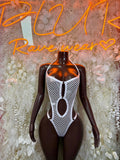 Bottlegirl White Bodysuit - Bartender Uniform, VIP Bottle Service, Rave Outfit Club Party Festival