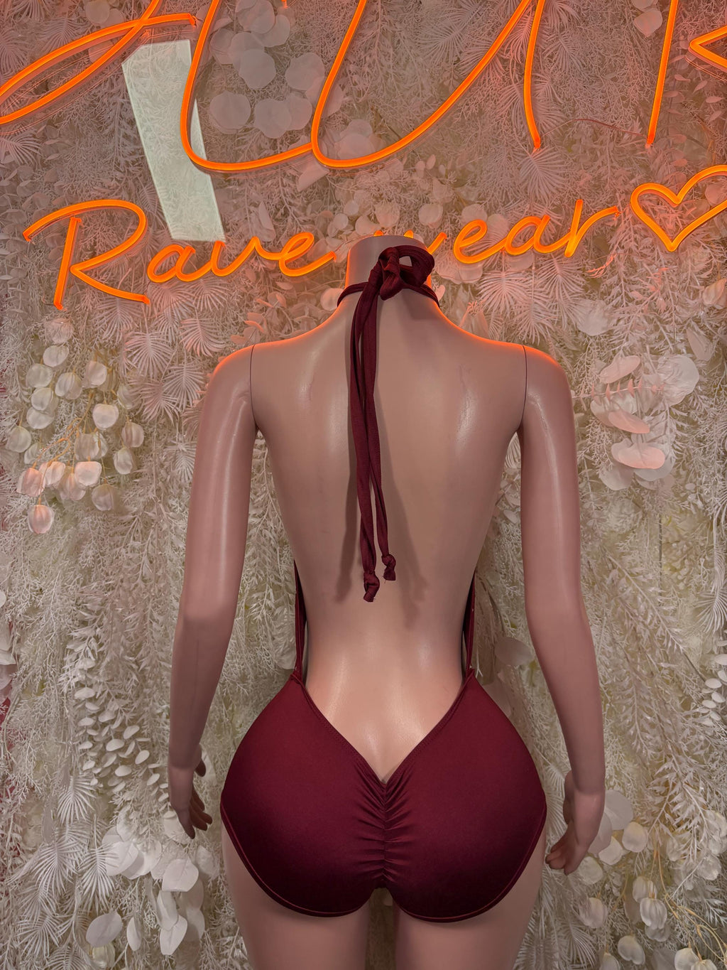 Burgundy Festival Bodysuit Women - Rave Outfit Exotic Dancewear Clubwear Bottle Girl Bodysuit - image 2