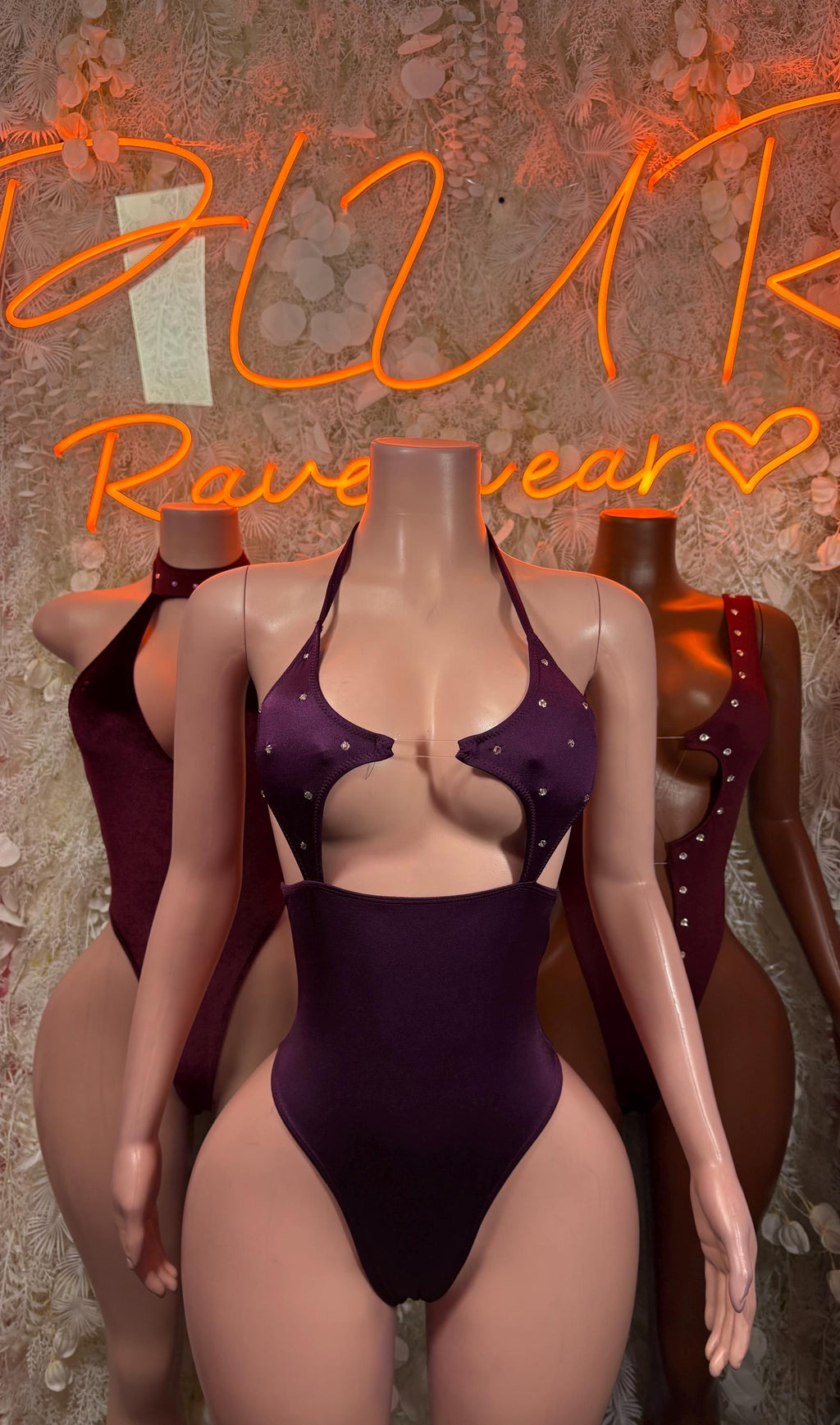 Burgundy Festival Bodysuit Women - Rave Outfit Exotic Dancewear Clubwear Bottle Girl Bodysuit - image 3