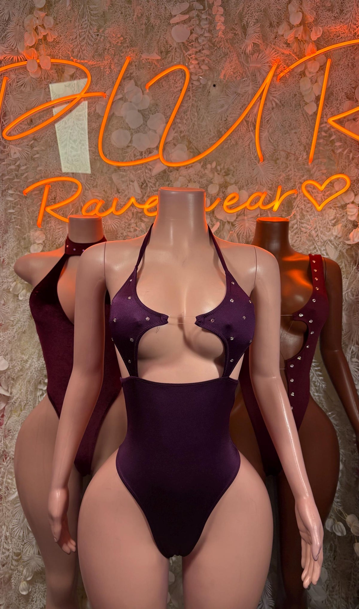 Burgundy Festival Bodysuit Women - Rave Outfit Exotic Dancewear Clubwear Bottle Girl Bodysuit - image 3