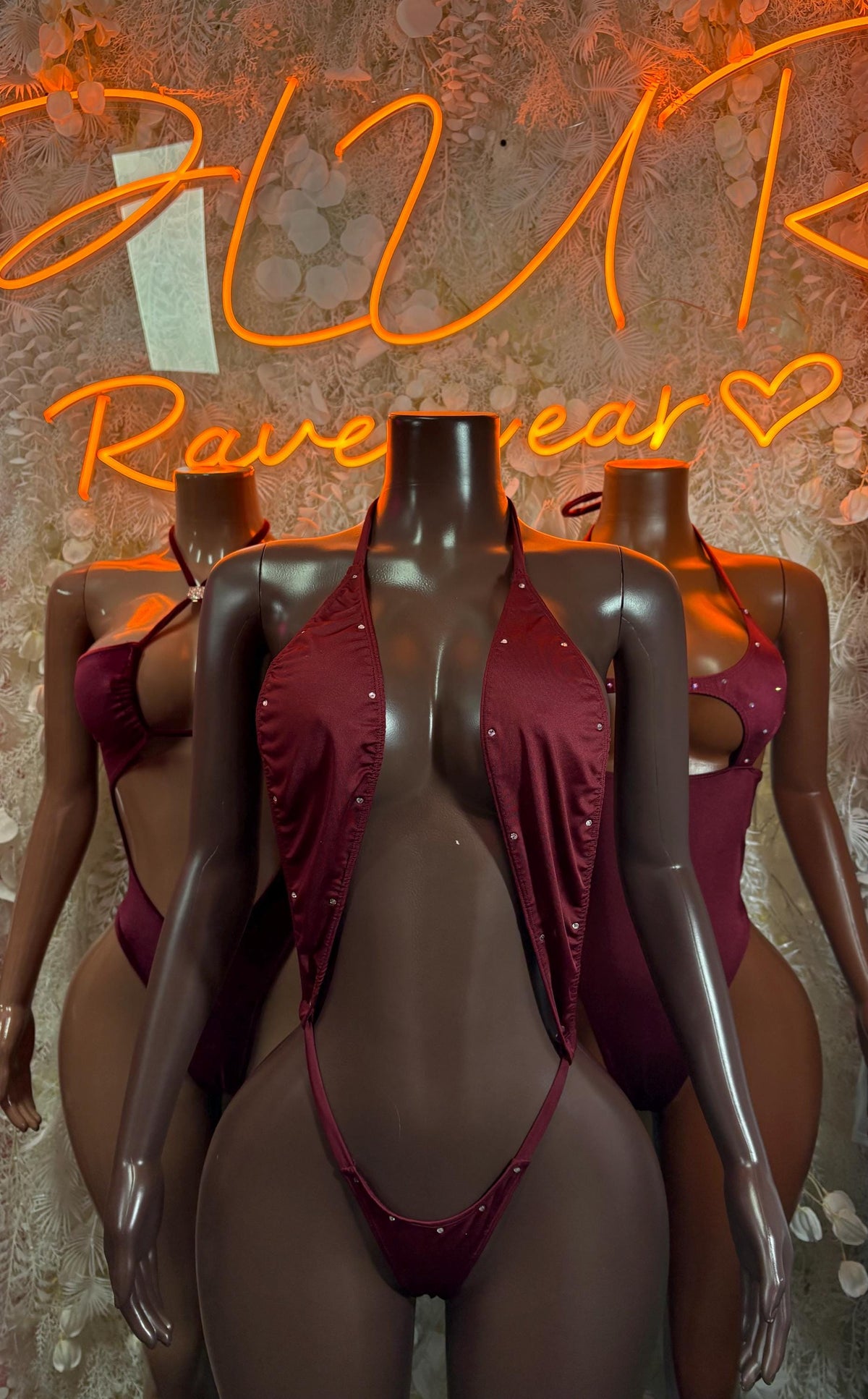 Burgundy Festival Bodysuit Women - Rave Outfit Exotic Dancewear Clubwear Bottle Girl Bodysuit - image 3