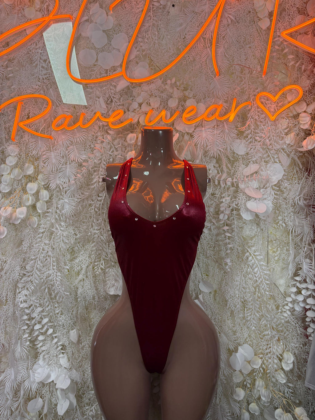 Burgundy Festival Bodysuit Women - Rave Outfit Exotic Dancewear Clubwear Bottle Girl Bodysuit