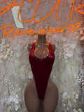 Burgundy Festival Bodysuit Women - Rave Outfit Exotic Dancewear Clubwear Bottle Girl Bodysuit