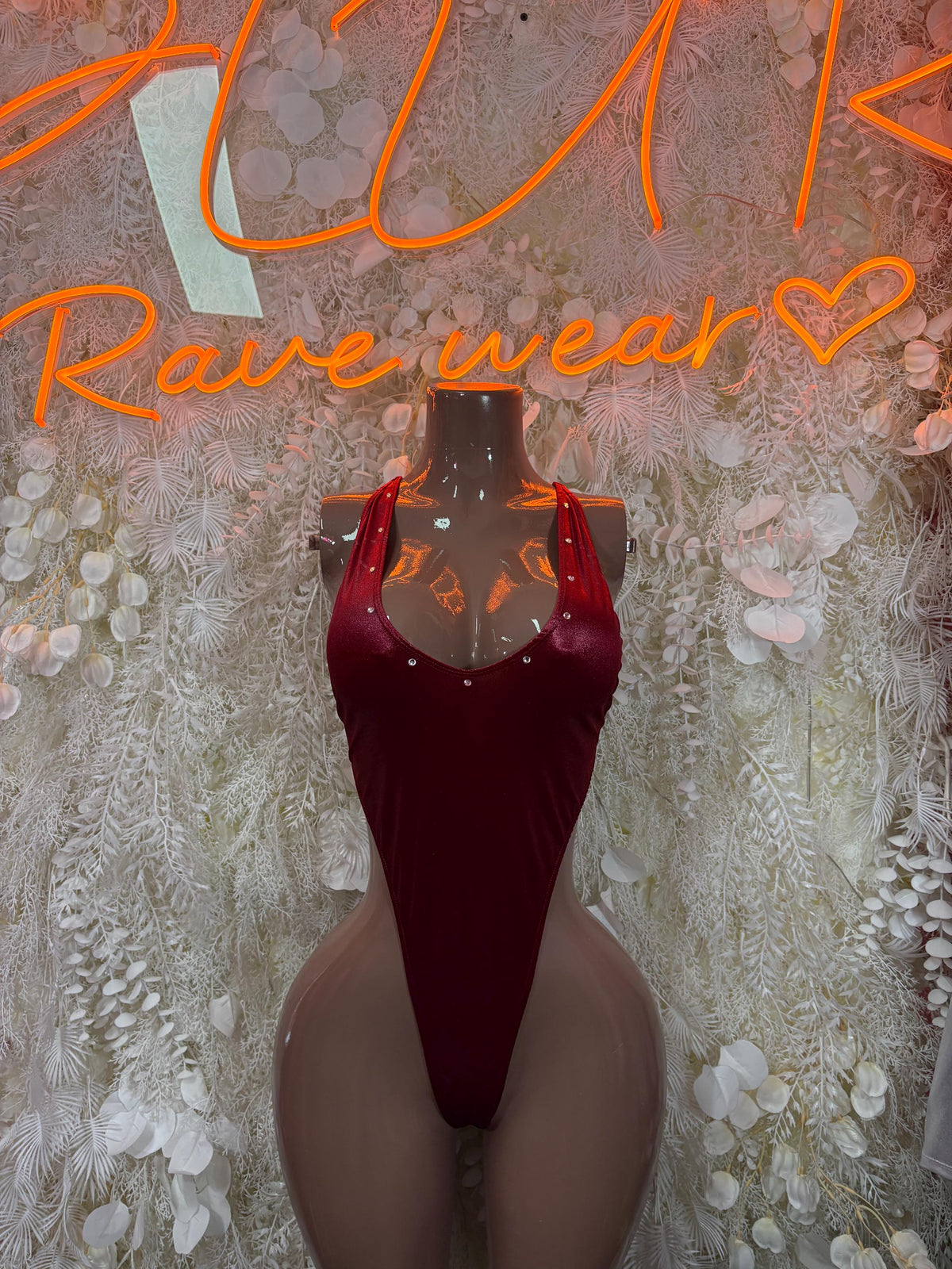 Burgundy Festival Bodysuit Women - Rave Outfit Exotic Dancewear Clubwear Bottle Girl Bodysuit