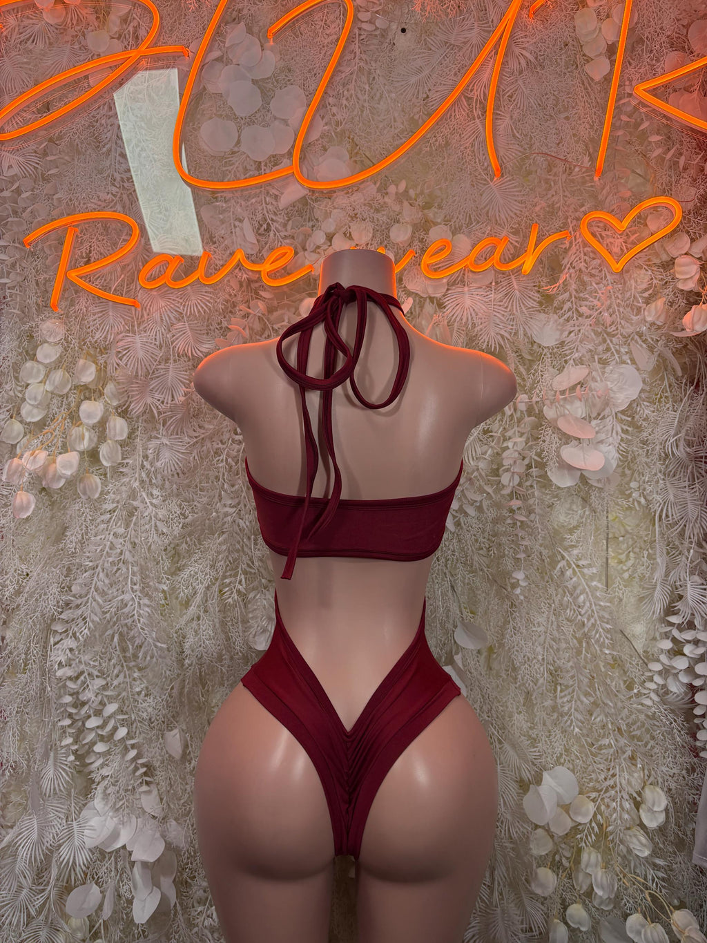 Burgundy Festival Bodysuit Women - Rave Outfit Exotic Dancewear Clubwear Bottle Girl Bodysuit - image 2