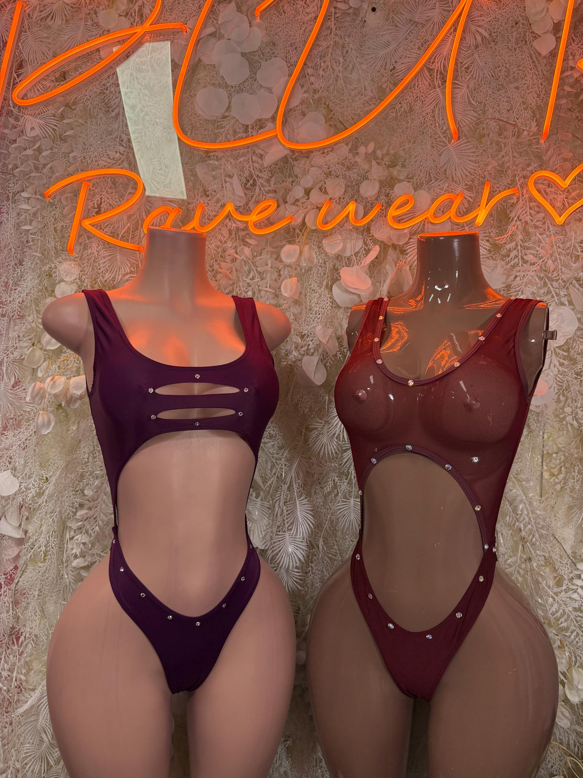 Burgundy Festival Bodysuit Women - Rave Outfit Exotic Dancewear Clubwear Bottle Girl Bodysuit - image 3