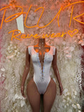 White Bodysuit - Bottle Service Outfit, Rave Festival Clubwear, Sexy One Piece Dancewear