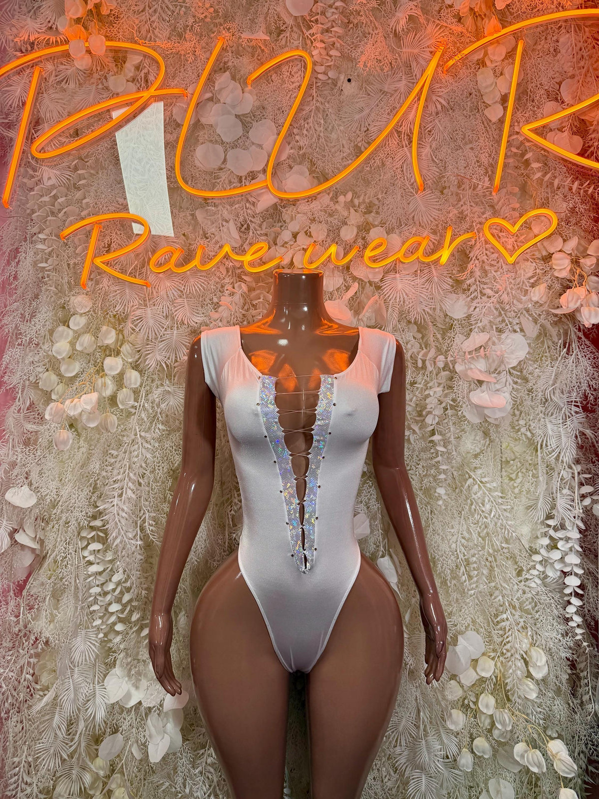 White Bodysuit - Bottle Service Outfit, Rave Festival Clubwear, Sexy One Piece Dancewear