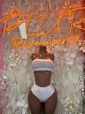 Bartender Outfit White Bikini - Bottle Service Outfit, Rave Festival Clubwear Two Piece Dancewear