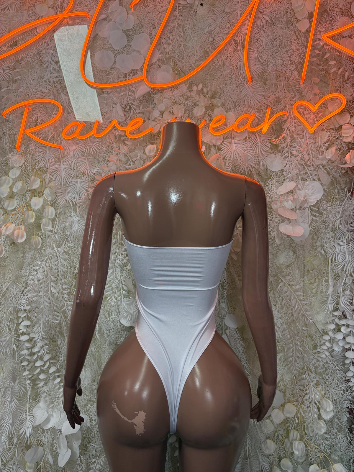 White Rave Bodysuit Women - Bottle Service Outfit Festival Clubwear Sexy One Piece Dancewear - image 3