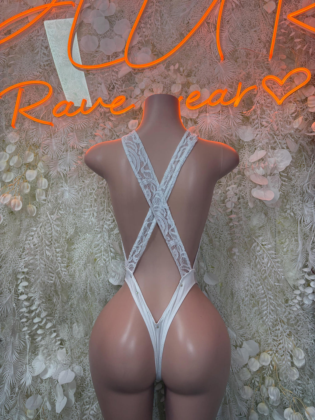 White Rave Bodysuit Women - Bottle Service Outfit Festival Clubwear Sexy One Piece Dancewear - image 2