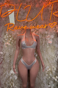 Ravewear White Metallic Two Piece Bikini Set Dancewear Rave Wear Festival Outfit Bottlegirl Bartenders