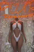 Exotic Dancewear White Metallic Bodysuit Dancewear Rave Wear Festival Outfit