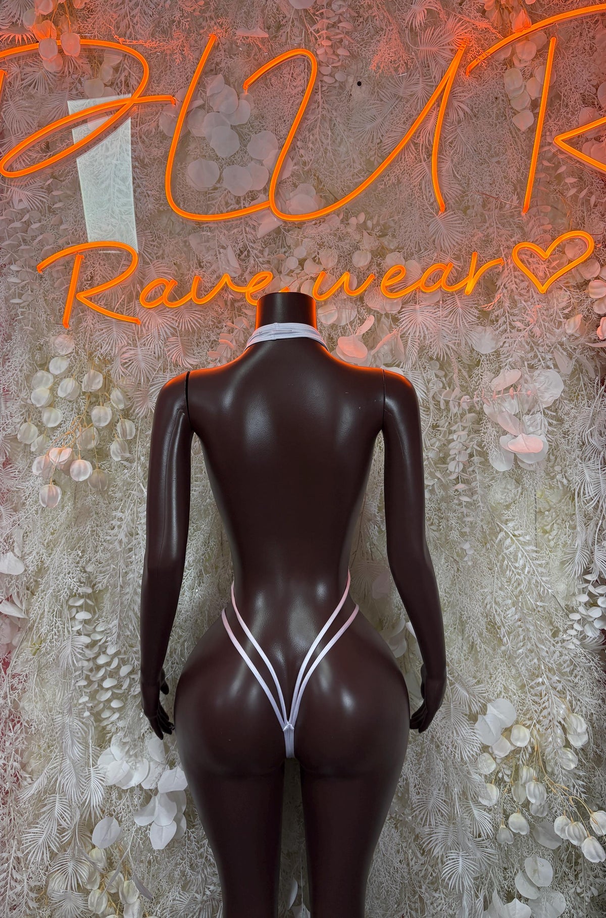 Exotic Dancewear White Metallic Slingshot Bikini Dancewear Rave Wear Festival Outfit - image 2
