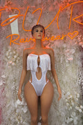 White Festival Bodysuit One Piece Dancewear Rave Wear Festival Outfit