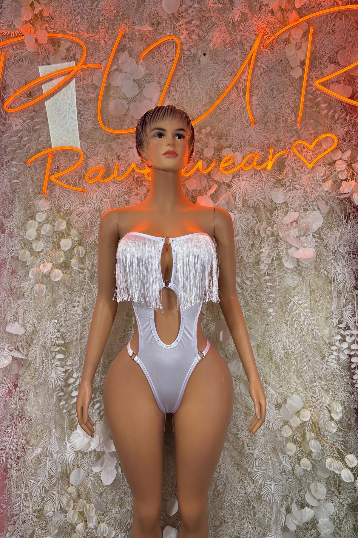 White Festival Bodysuit One Piece Dancewear Rave Wear Festival Outfit