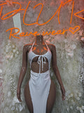 White Flowy Gown for Women - Elegant Dancewear, Date Night Dress, Formal Evening Maxi