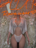 White Bodysuit - Bottle Service Outfit, Rave Festival Clubwear, Sexy One Piece Dancewear