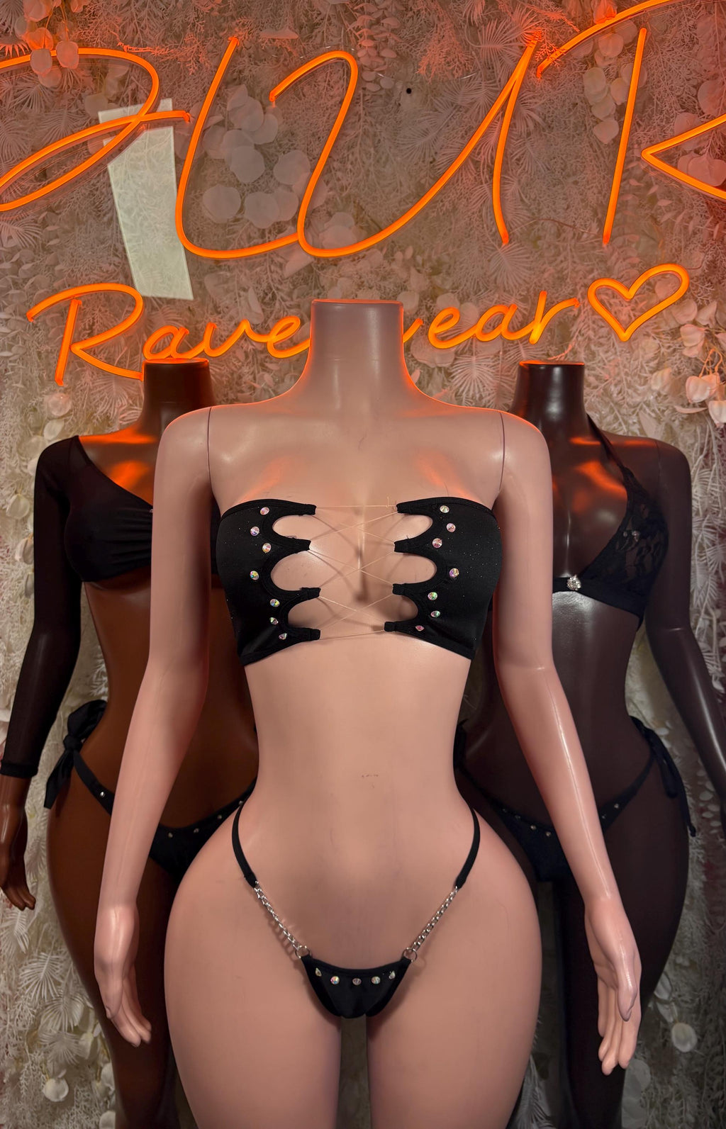 Ravewear Black Two Piece Set Festival Outfit Clubwear Bartender Outfit - image 3