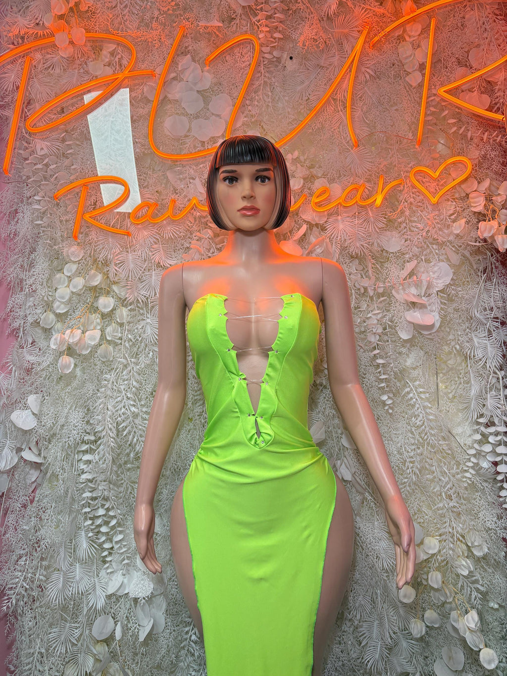 Neon Festival Gown - Exotic Dancewear Elegant, Date Night Dress, Formal Evening Maxi