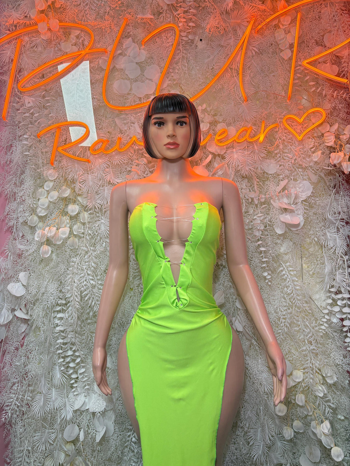 Neon Festival Gown - Exotic Dancewear Elegant, Date Night Dress, Formal Evening Maxi
