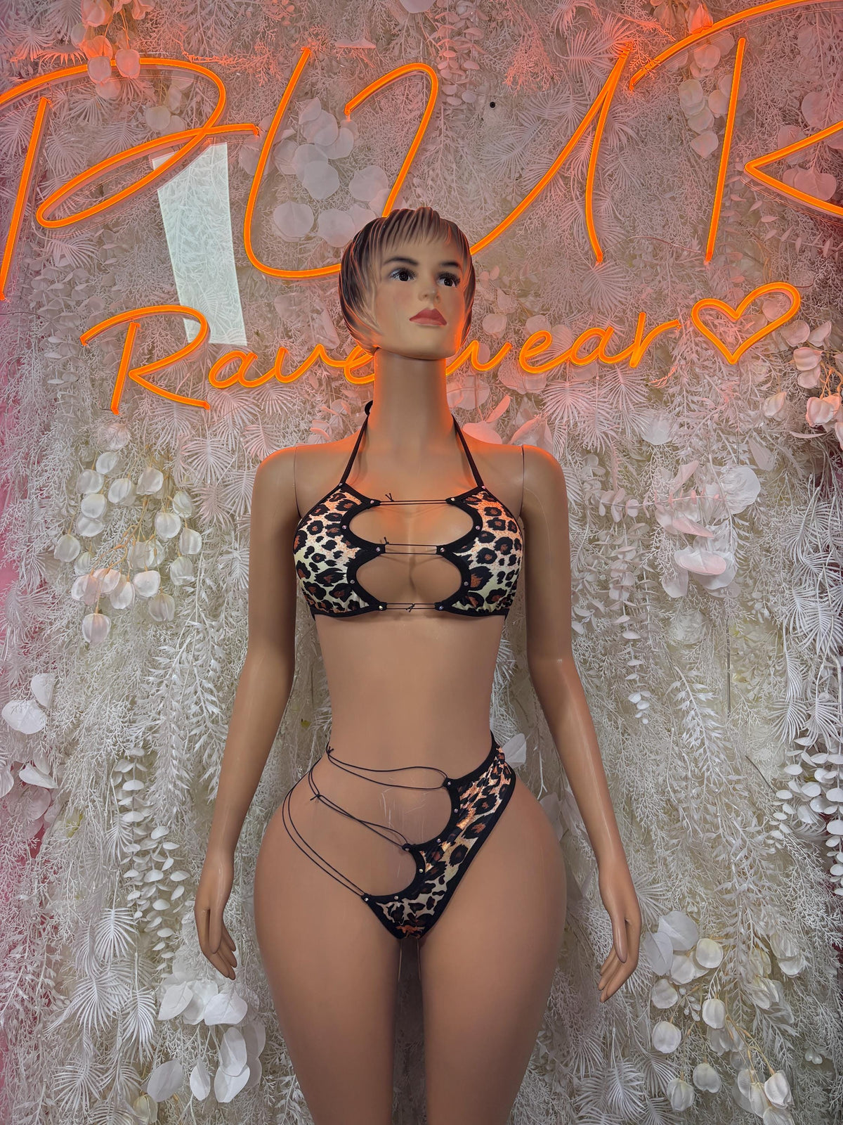 Leopard Print - Two Piece Exotic Dancewear Festival Outfit, Dancewear, Party Clubwear