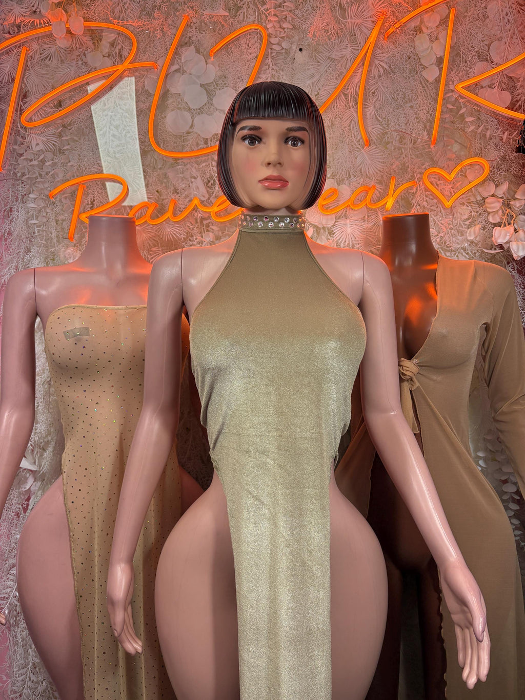 Nude Gown - Exotic Dancewear, Stripper Dress, Festival Rave Outfit, Elegant Evening Date Night Dress - image 3