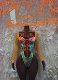 Bottlegirl Tropical Print Metallic Bodysuit - Bartender Outfit Dancewear, Ravewear